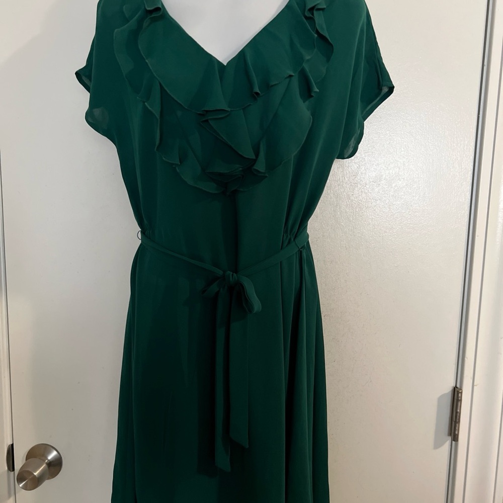Lands' End Green Ruffle Dress